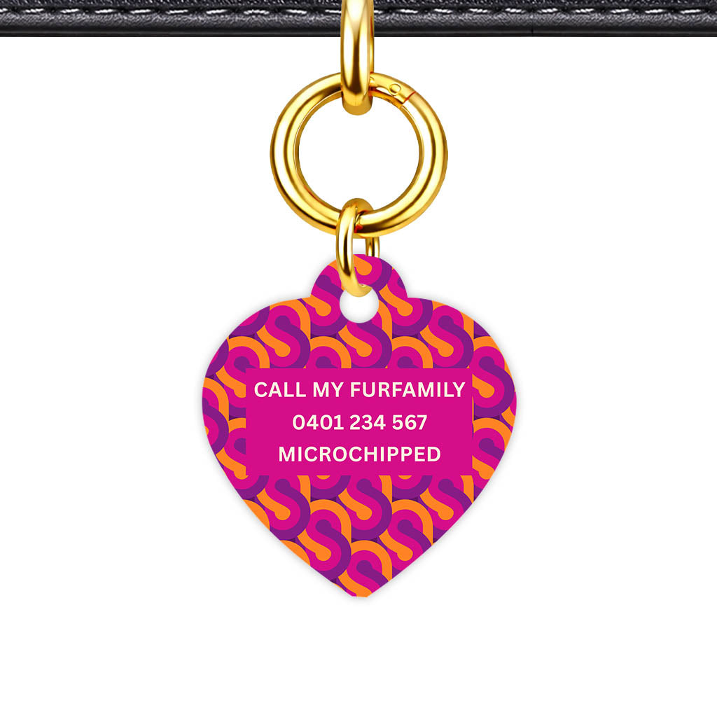 70's Retro Pink Purple Classic Pet ID Tag - alternate view