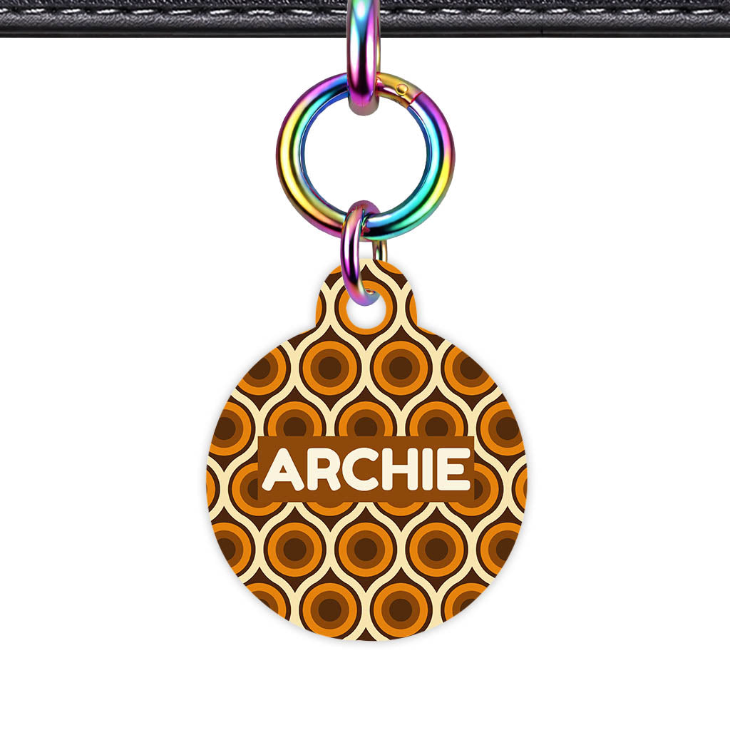 Retro 70's Caramel Swirl QR Smart Pet ID Tag
