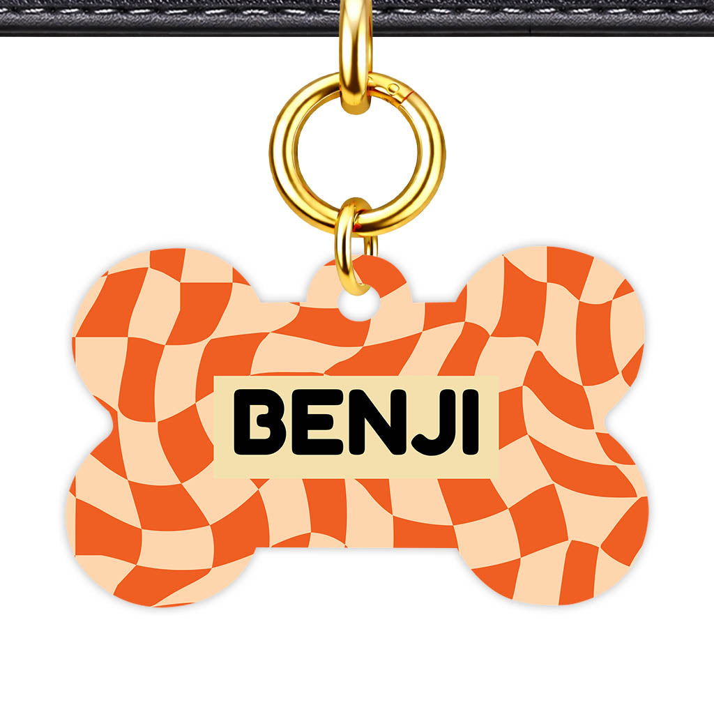 Retro Energy Bone Shape QR Smart Pet ID Tag - Front View