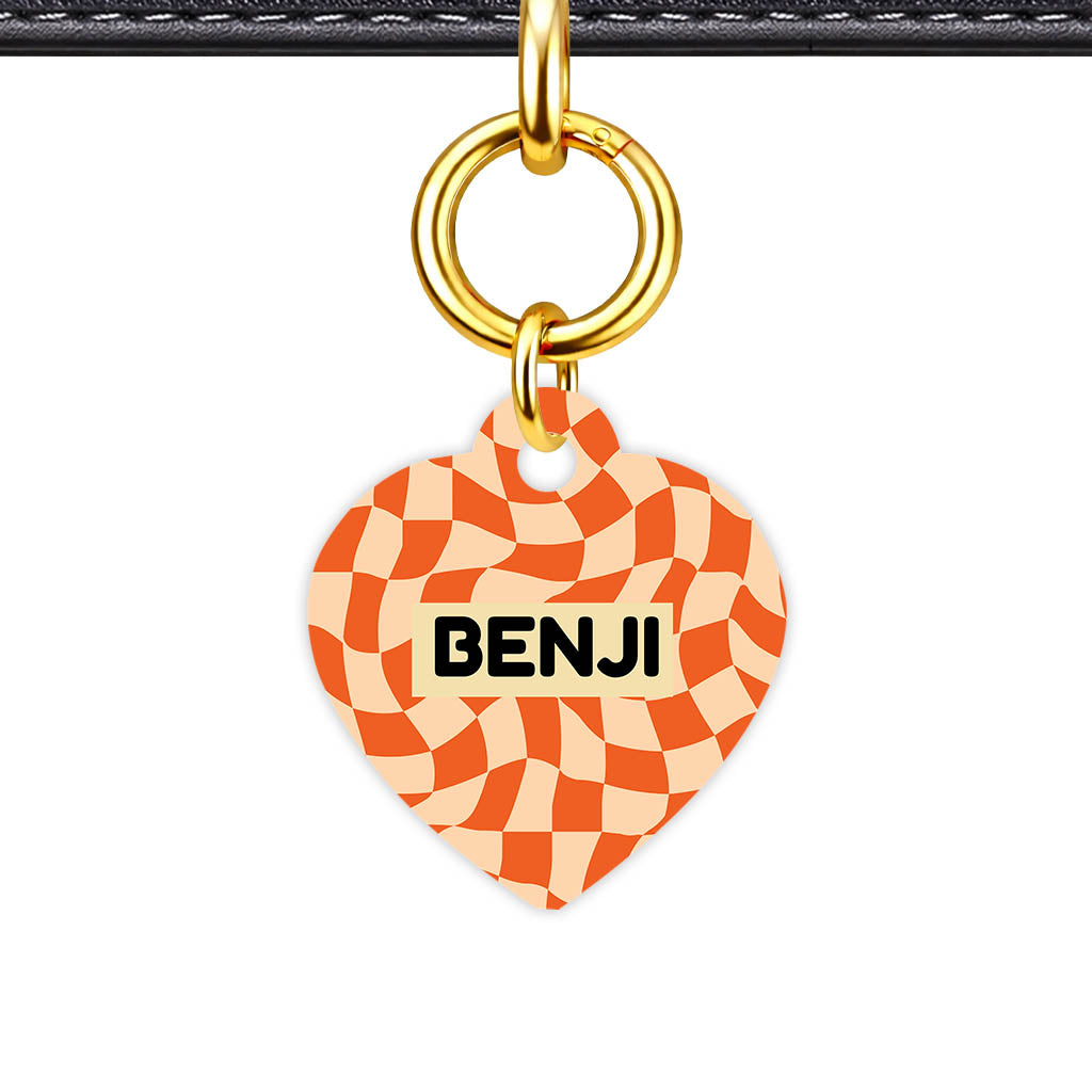 Retro Energy Heart Shape QR Smart Pet ID Tag - Front View