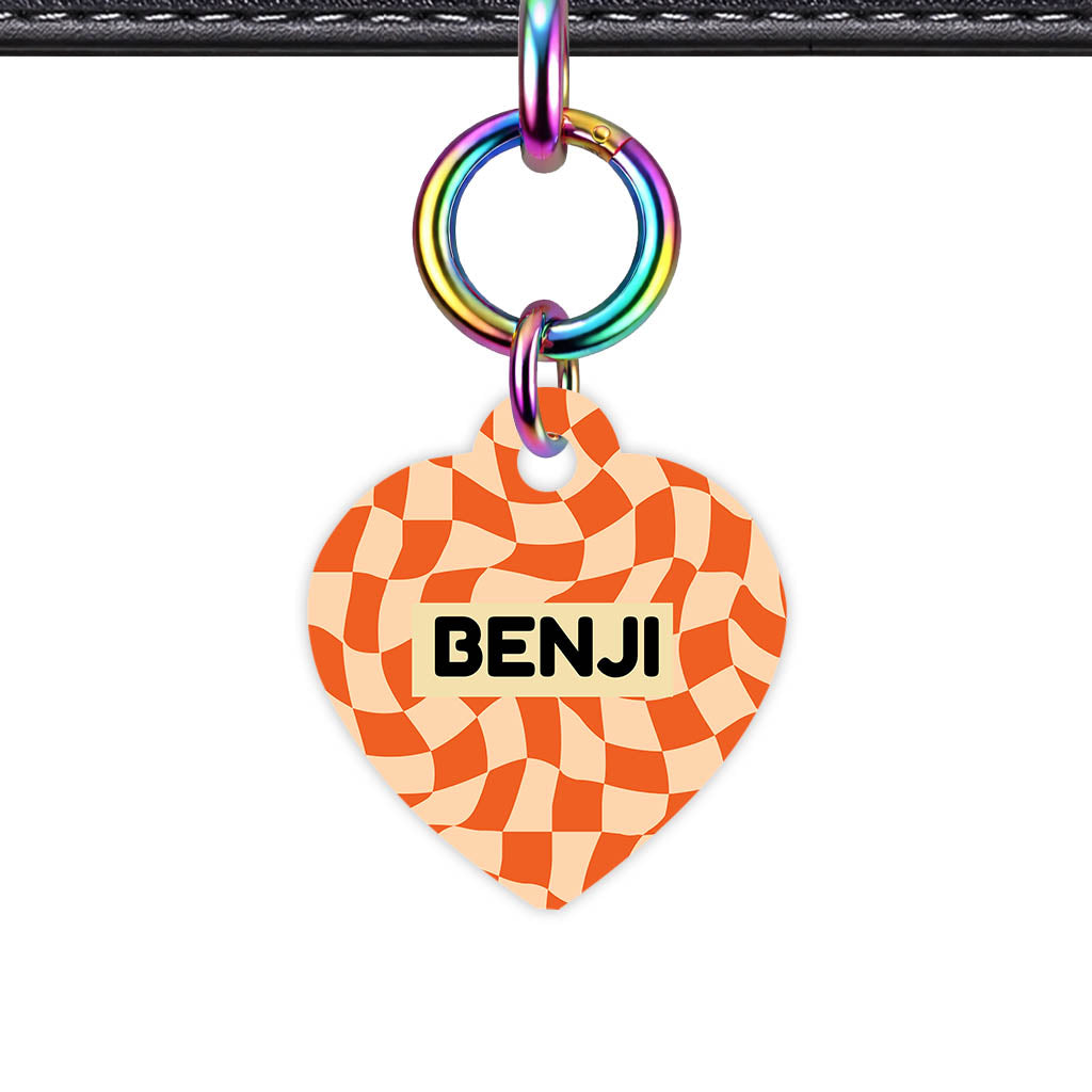 Retro Energy Heart Shape QR Smart Pet ID Tag - Front View