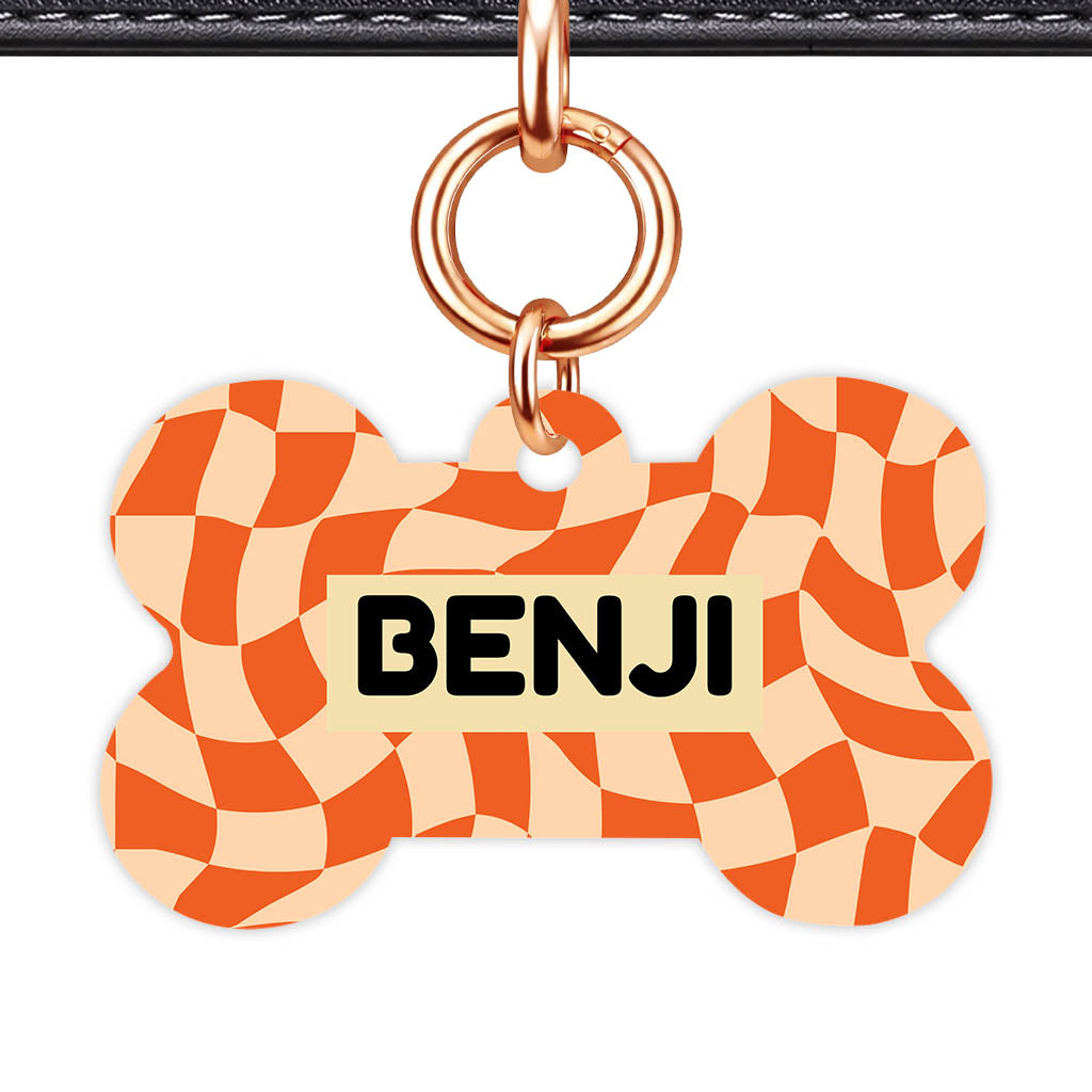 Retro Energy Bone Shape QR Smart Pet ID Tag - Front View