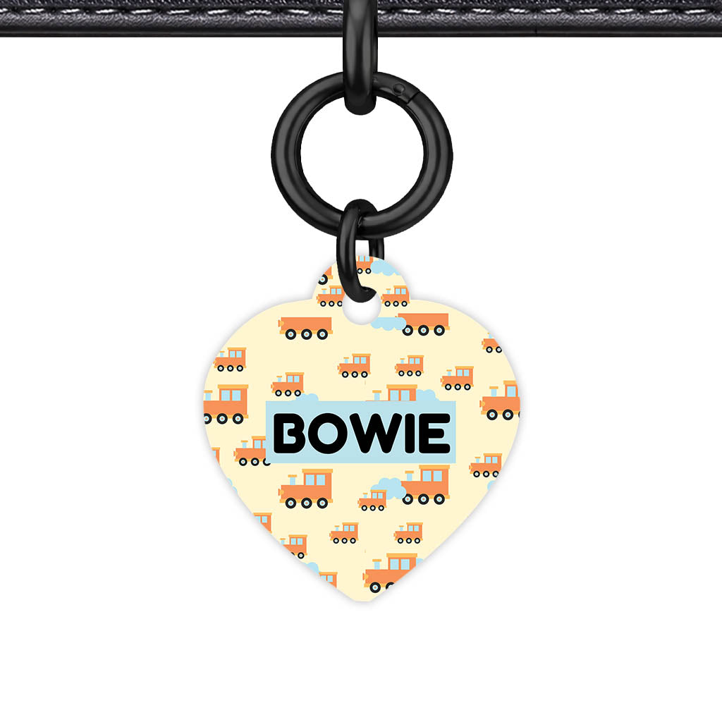 Trains Heart Shape QR Smart Pet ID Tag - Front View