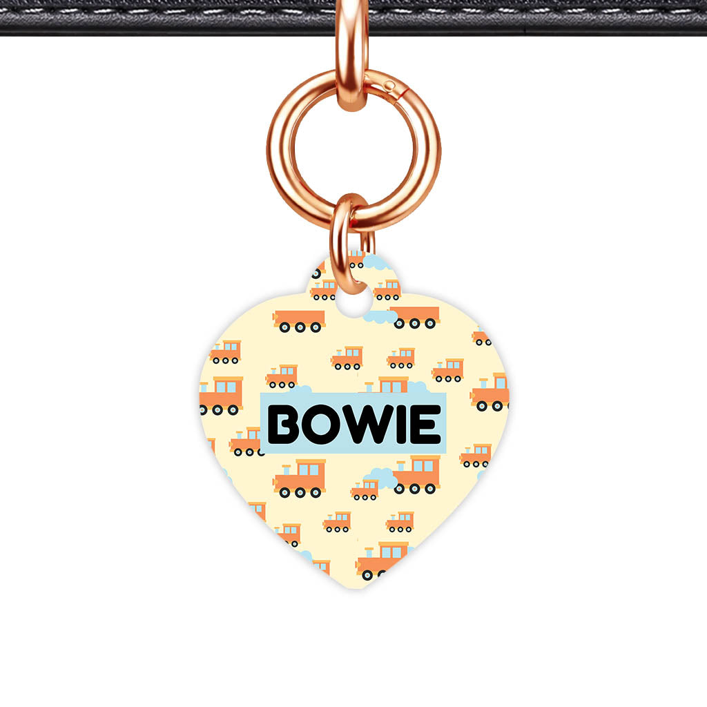 Trains Heart Shape QR Smart Pet ID Tag - Front View