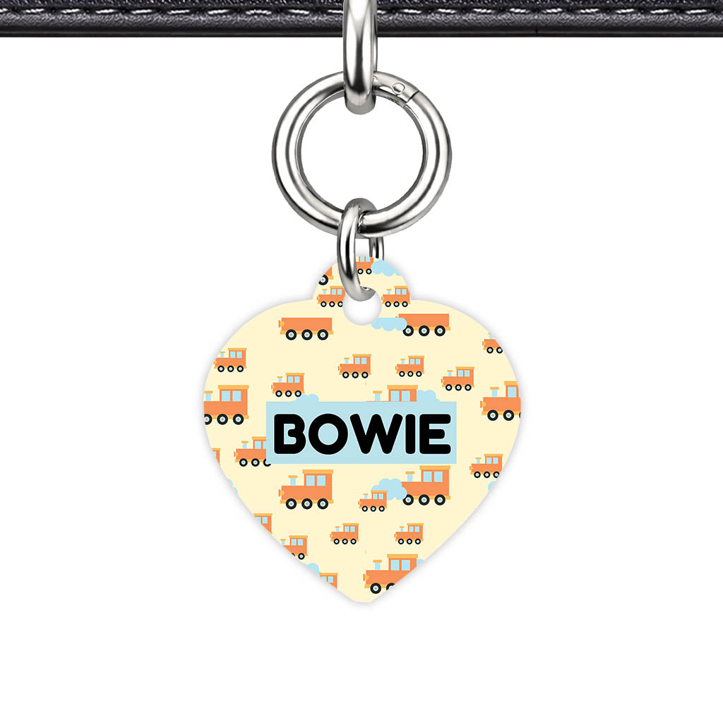 Trains Heart Shape QR Smart Pet ID Tag - Front View
