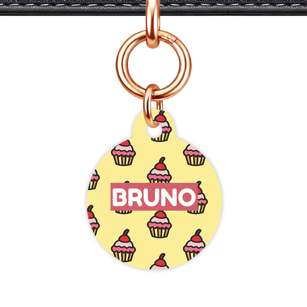 Cupcakes on Yellow QR Smart Pet ID Tag