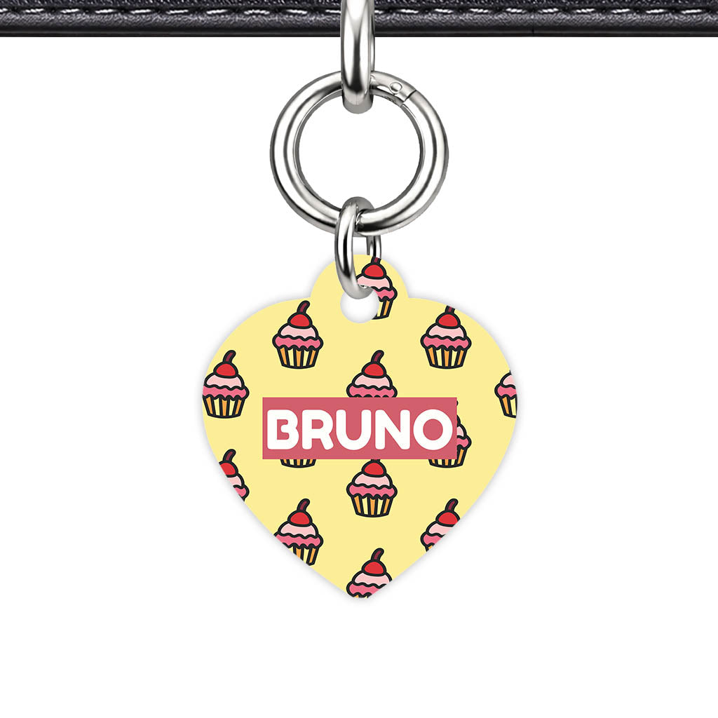 Cupcakes on Yellow Classic Pet ID Tag - detail view