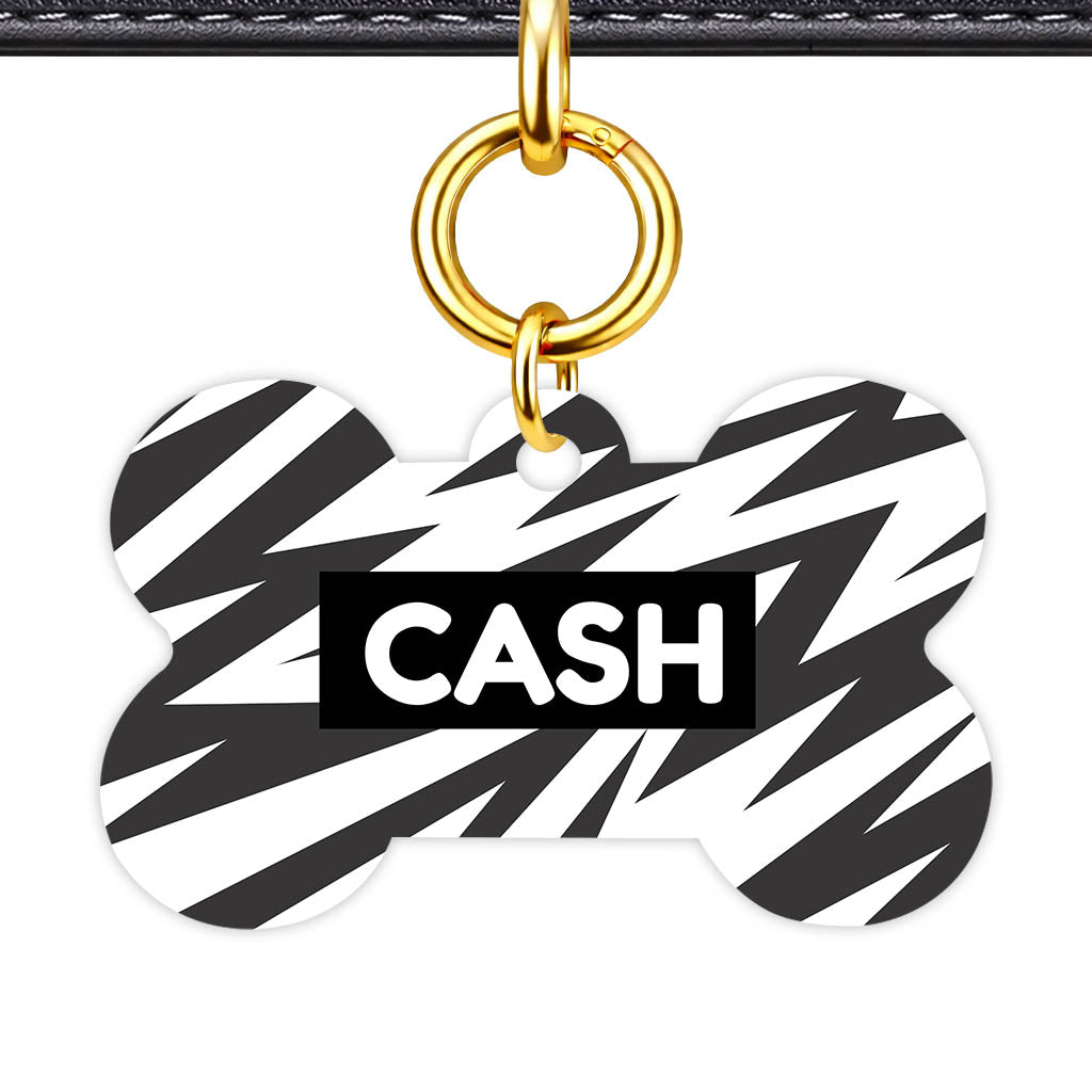 Lightning Bone Shape QR Smart Pet ID Tag - Front View