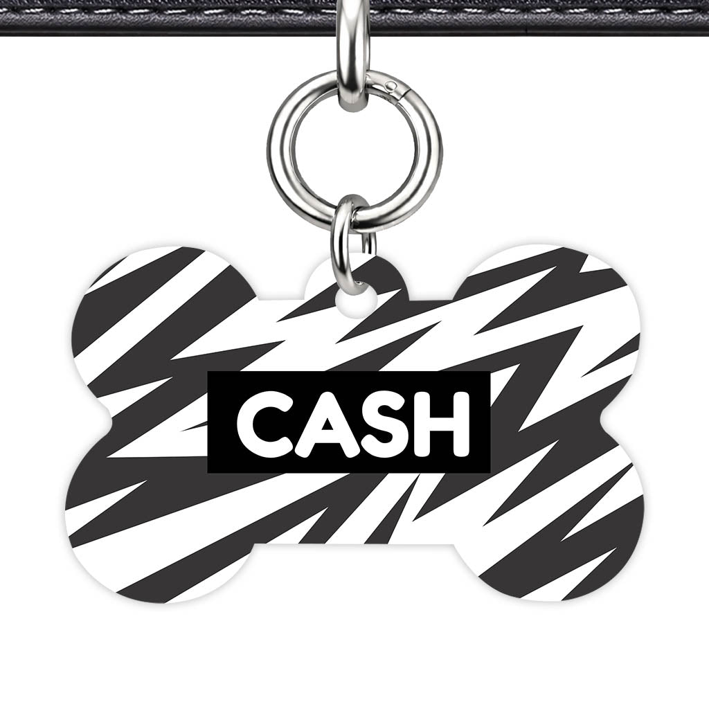 Lightning Bone Shape QR Smart Pet ID Tag - Front View
