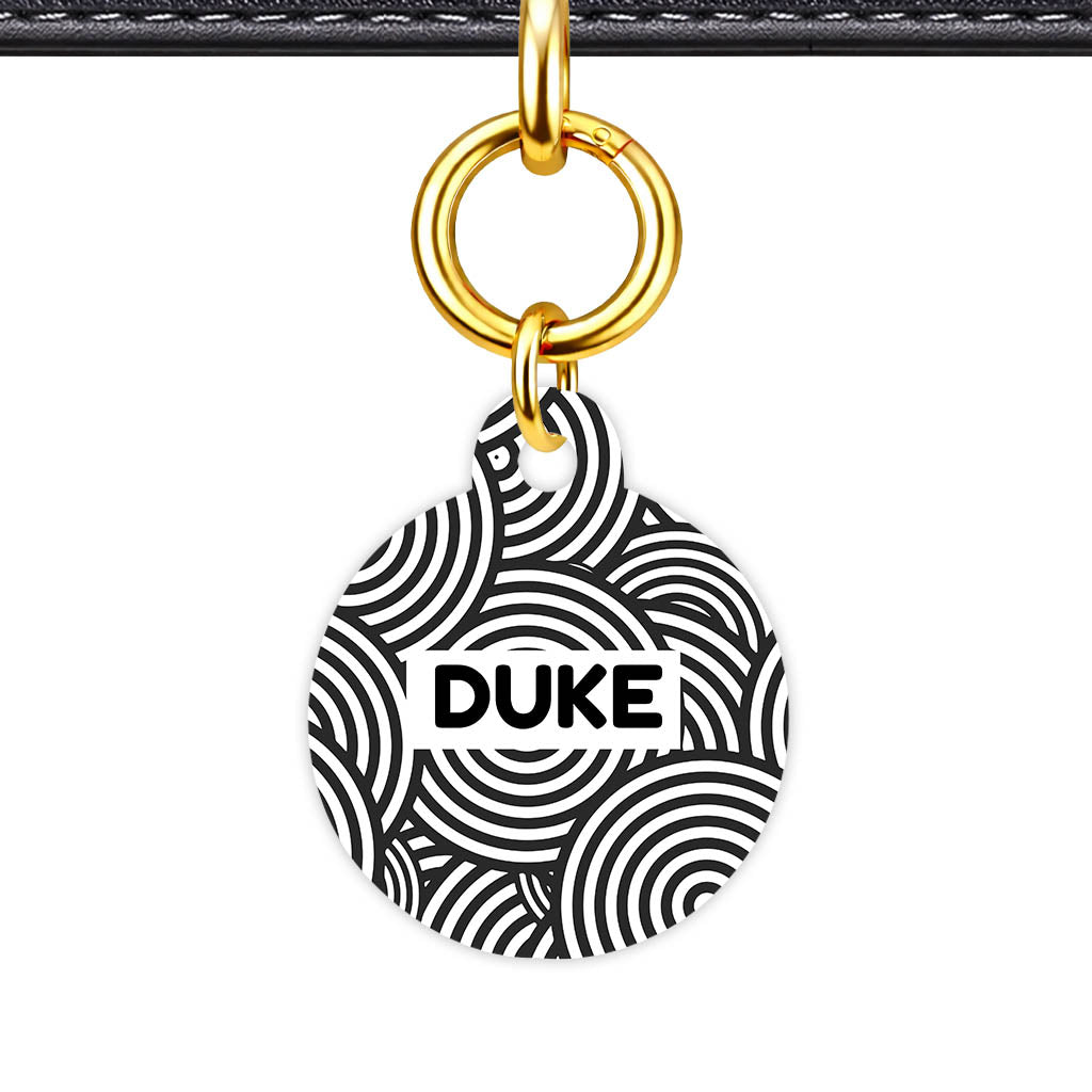 Black White Ripple QR Smart Pet ID Tag