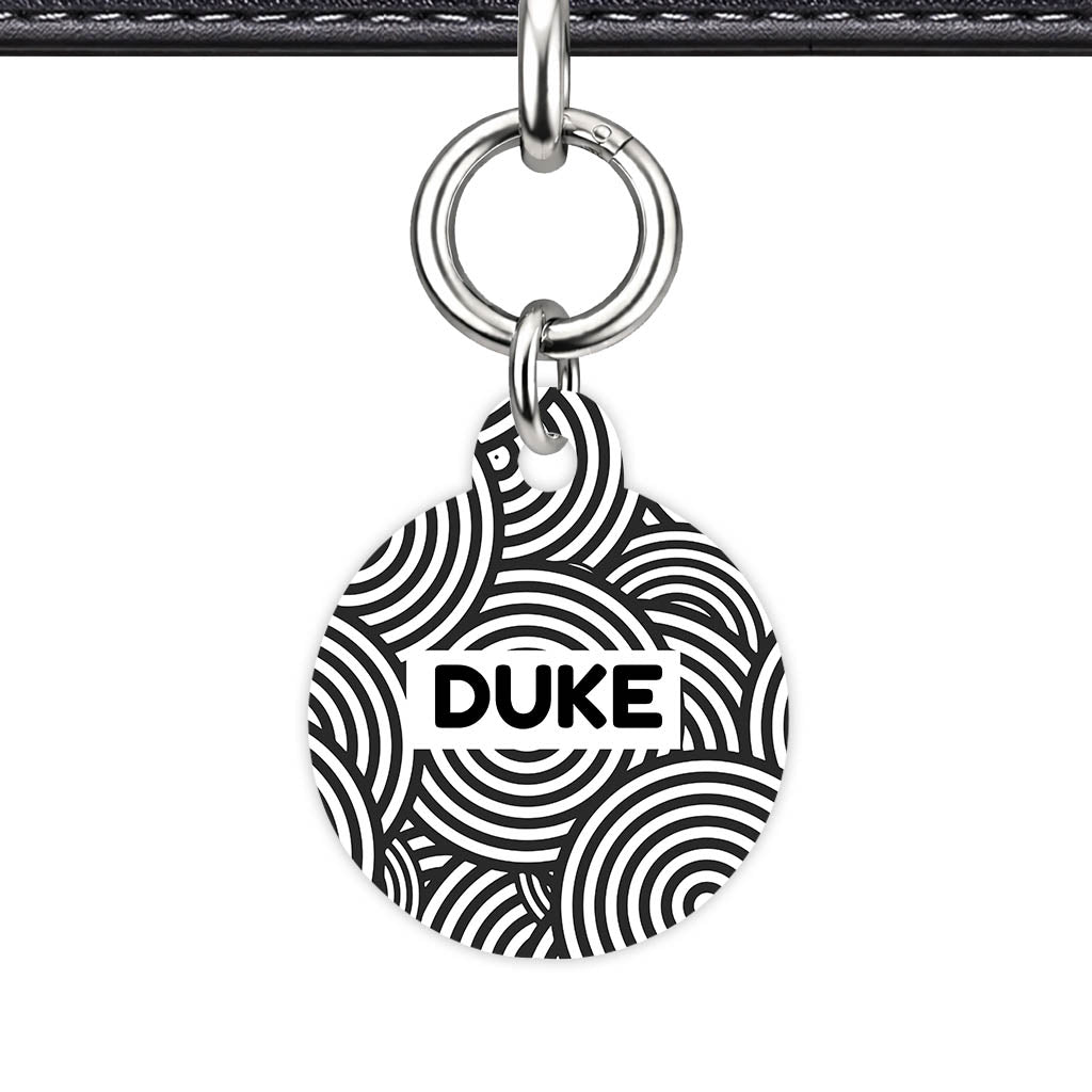 Black White Ripple QR Smart Pet ID Tag
