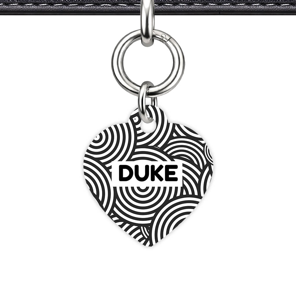 Black White Ripple Classic Pet ID Tag - detail view