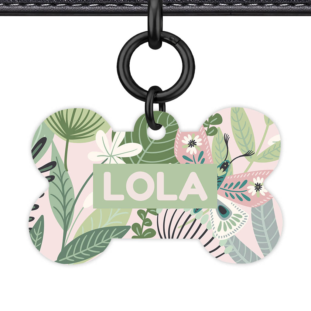Botanical Bone Shape QR Smart Pet ID Tag - Front View