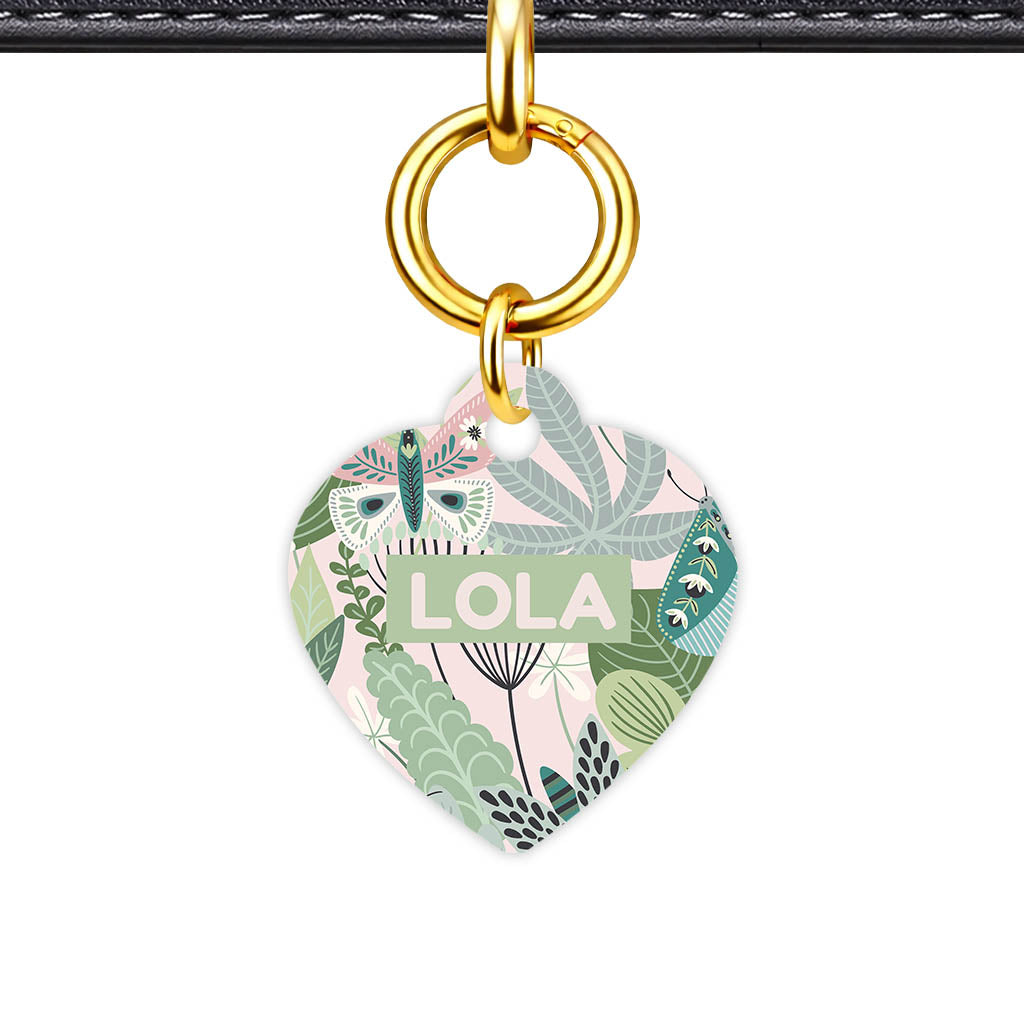 Botanical Heart Shape QR Smart Pet ID Tag - Front View