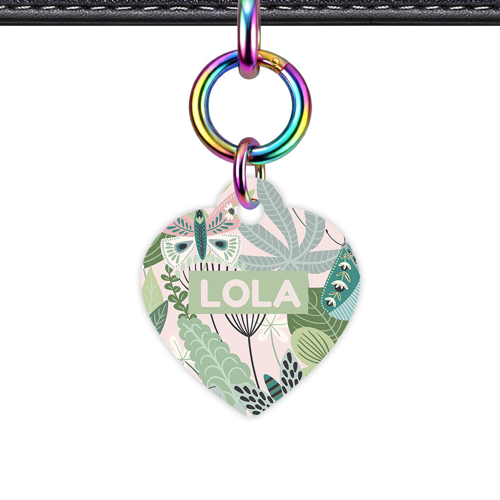 Botanical Heart Shape QR Smart Pet ID Tag - Front View