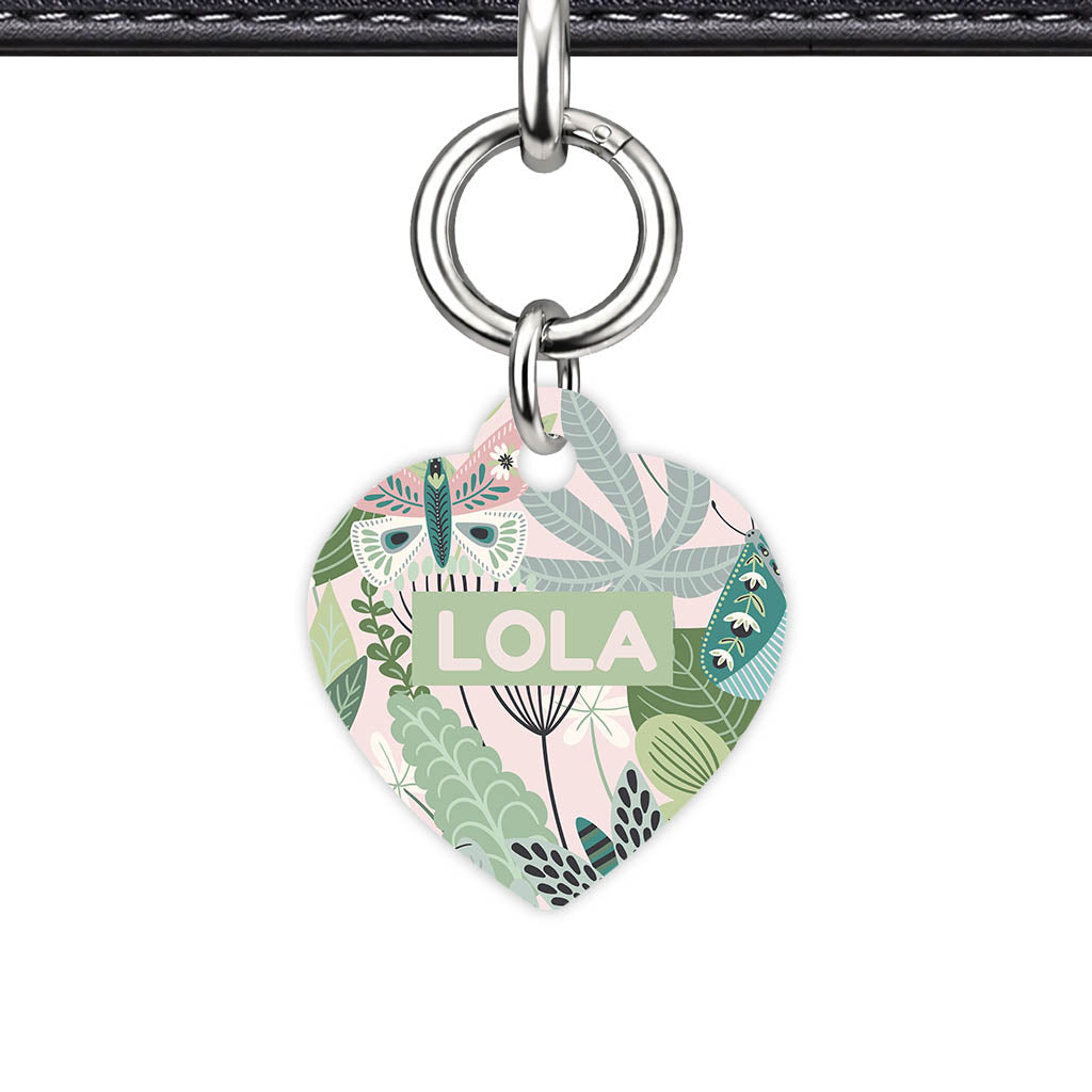 Botanical Heart Shape QR Smart Pet ID Tag - Front View