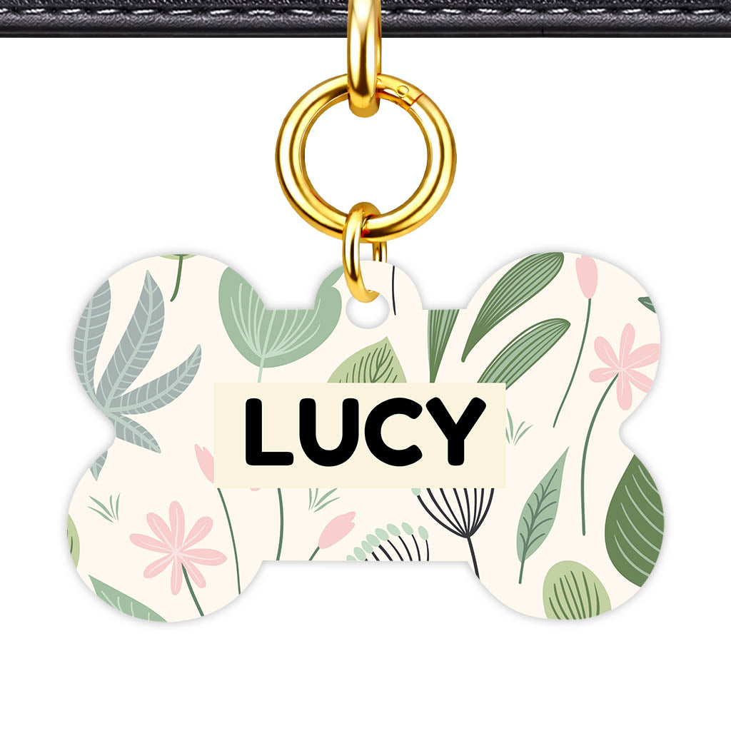 Garden Calm Bone Shape QR Smart Pet ID Tag - Front View