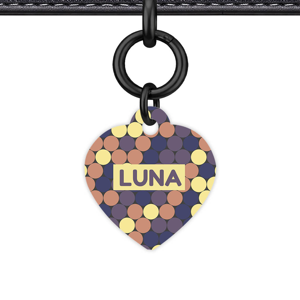 Retro Dot Parade Heart Shape QR Smart Pet ID Tag - Front View