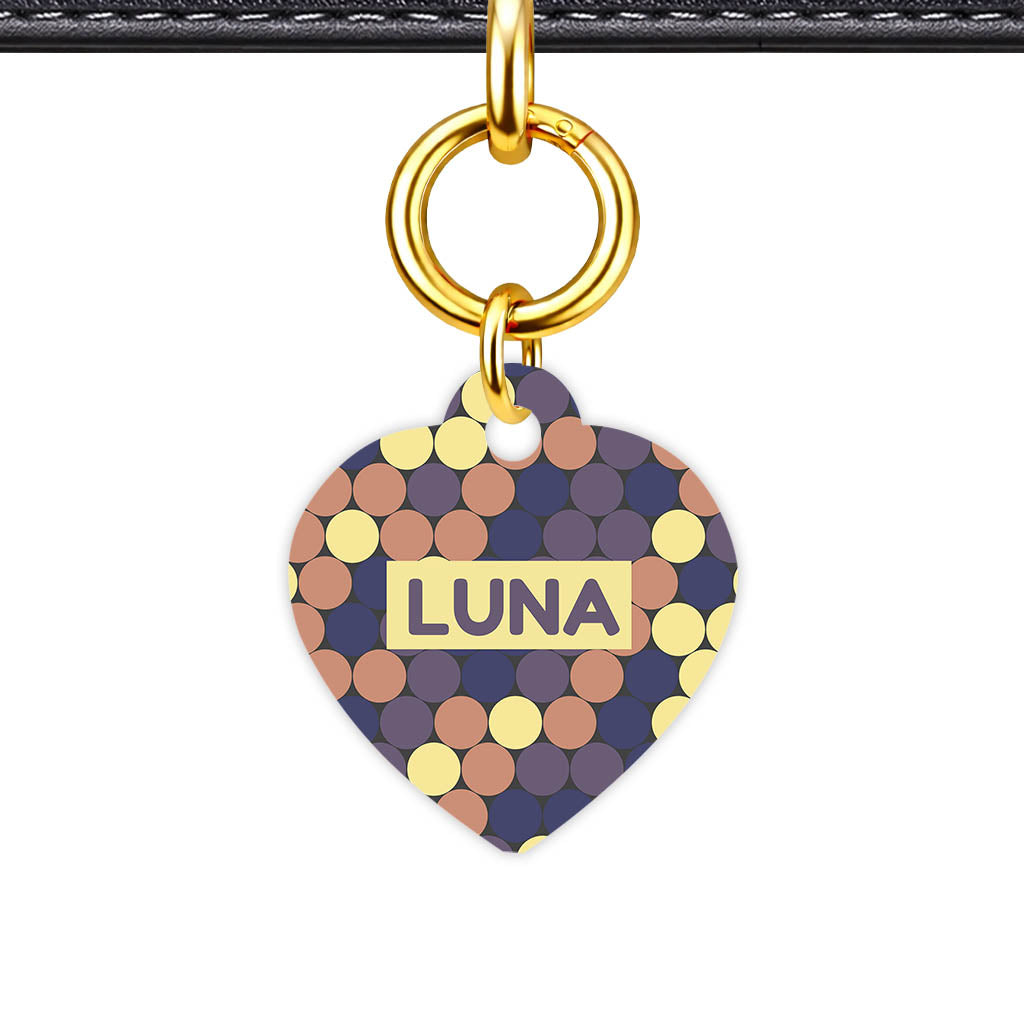 Retro Dog Tag Gold QR Smart Vol 2 | 5 Designs | Heart Bone Circle | Pet ID Tag - Qr Smart Id Unique Retro Dot Parade Qr Smart Pet Id Dog Tag And Cat Tag Pattern 0019