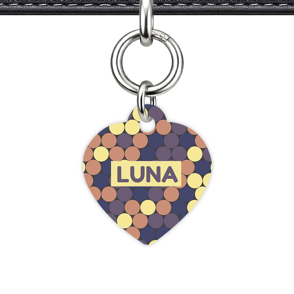 Retro Dot Parade Heart Shape QR Smart Pet ID Tag - Front View