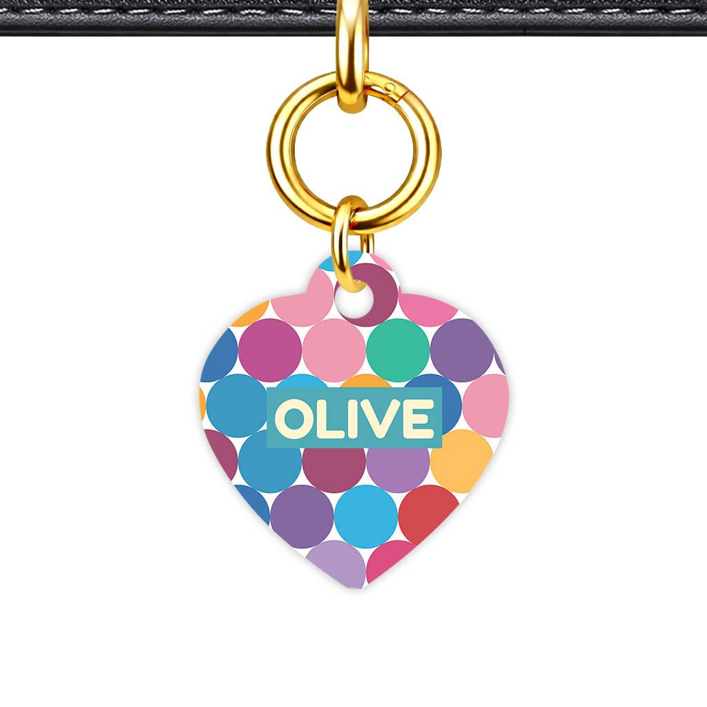Happy Dot Pop Heart Shape QR Smart Pet ID Tag - Front View
