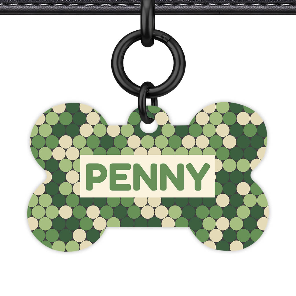 Forest Dot Harmony Bone Shape QR Smart Pet ID Tag - Front View