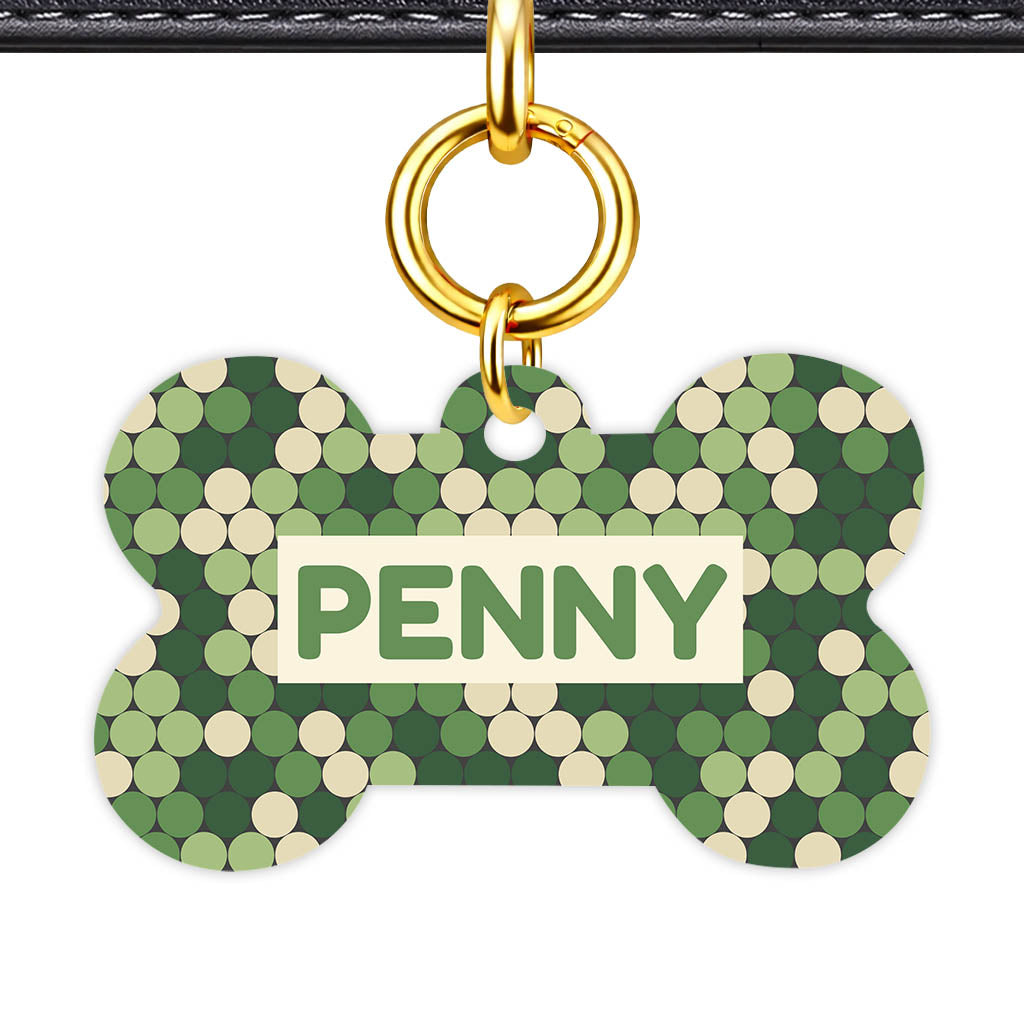 Forest Dot Harmony Bone Shape QR Smart Pet ID Tag - Front View