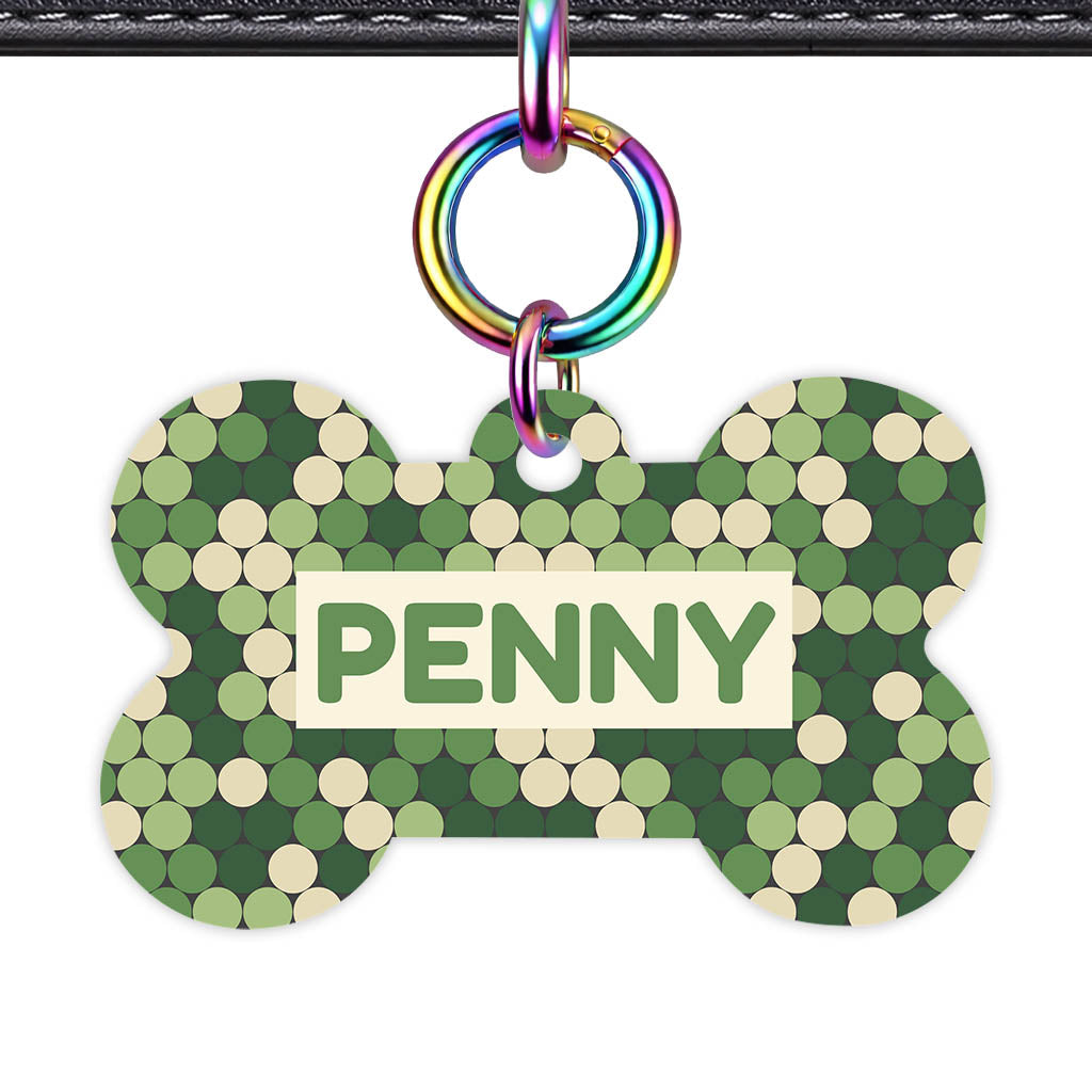 Forest Dot Harmony Bone Shape QR Smart Pet ID Tag - Front View