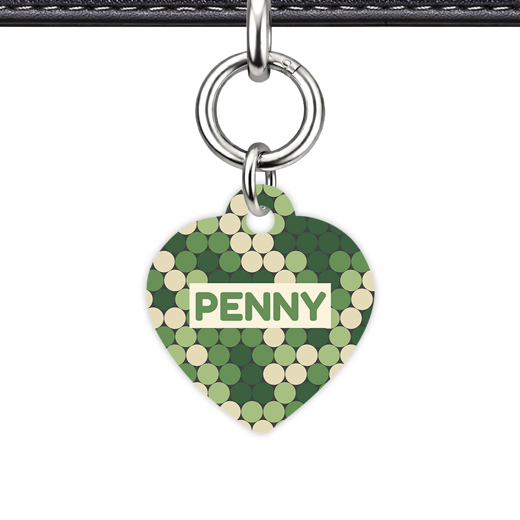 Forest Dot Harmony Heart Shape QR Smart Pet ID Tag - Front View
