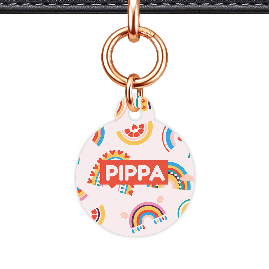Happy Rainbow Hearts QR Smart Pet ID Tag