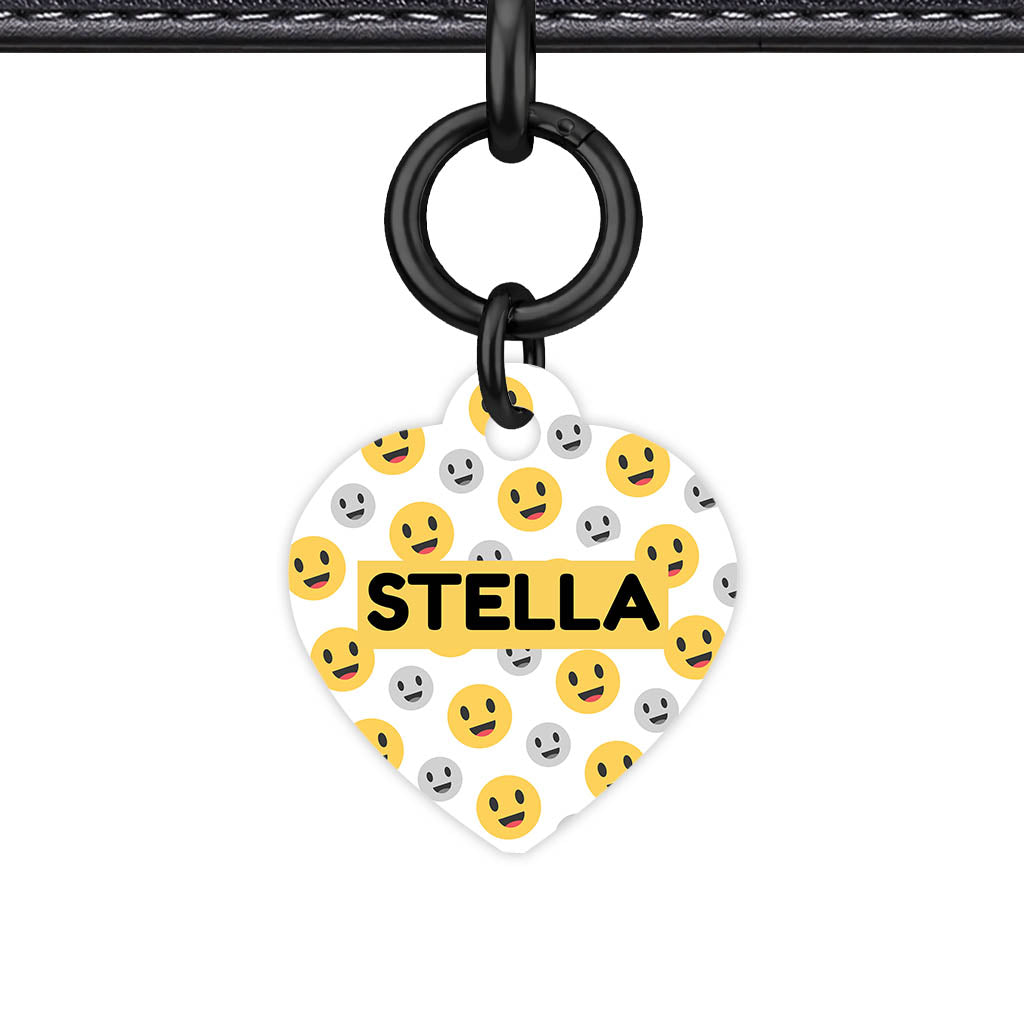 Happy Face Heart Shape QR Smart Pet ID Tag - Front View