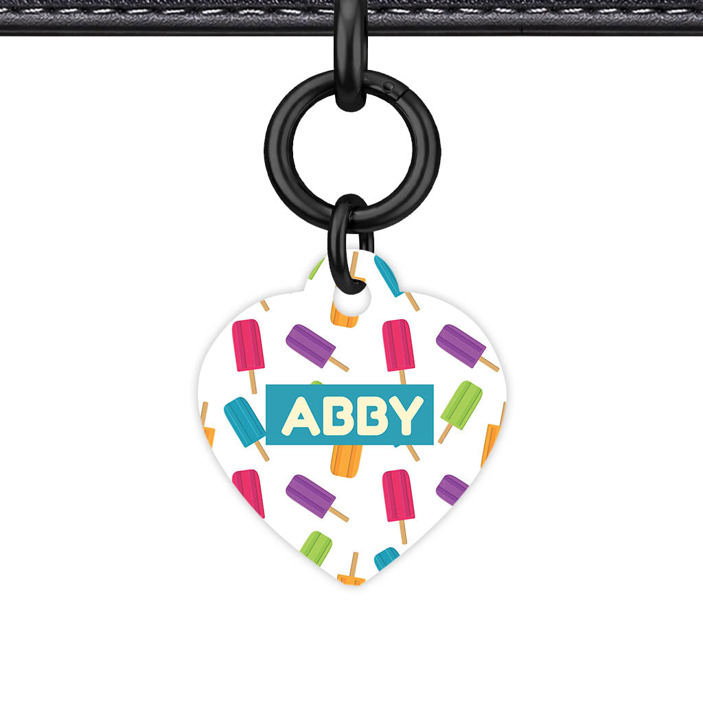 Rainbow Popsicle Parade Heart Shape QR Smart Pet ID Tag - Front View