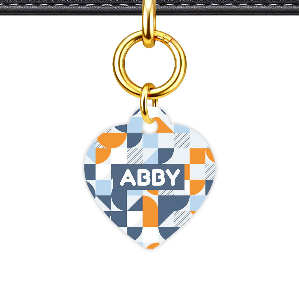 Patterns Dog Tag Gold QR Smart Vol 11 | 5 Designs | Heart Bone Circle | Pet ID Tag - Qr Smart Id Unique Modern Geo Patch Qr Smart Pet Id Dog Tag And Cat Tag Pattern 0029