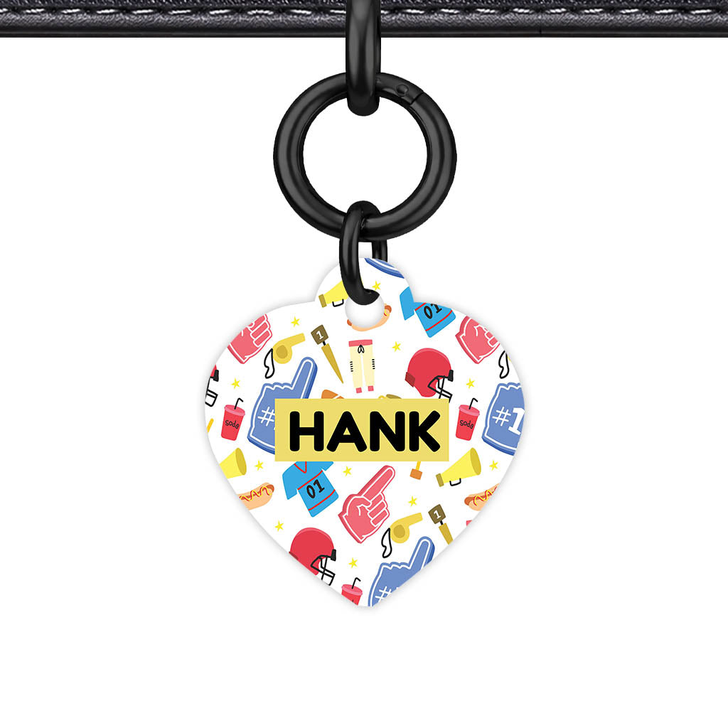 Game Day Heart Shape QR Smart Pet ID Tag - Front View