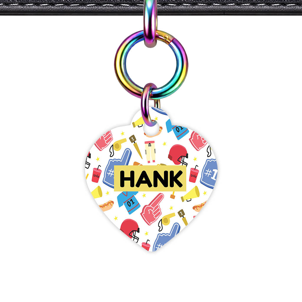 Game Day Heart Shape QR Smart Pet ID Tag - Front View