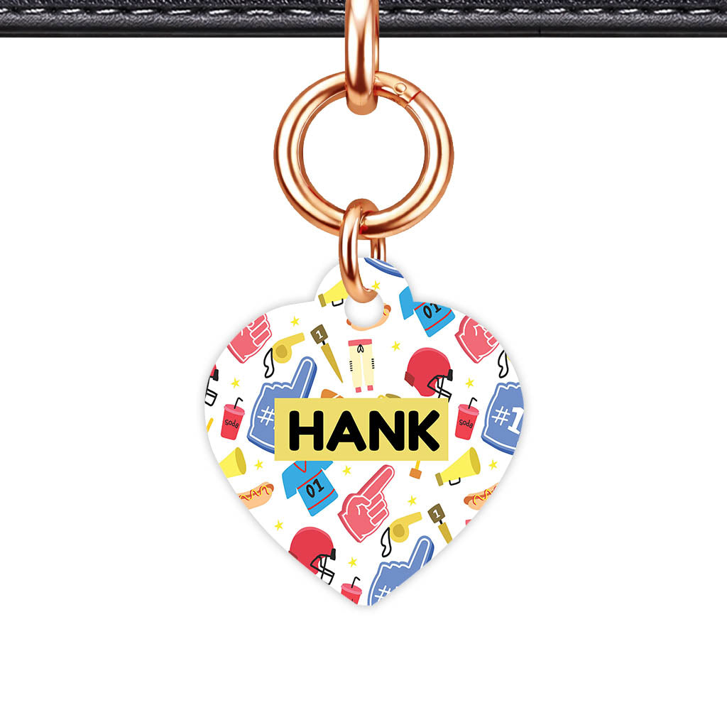 Game Day Heart Shape QR Smart Pet ID Tag - Front View