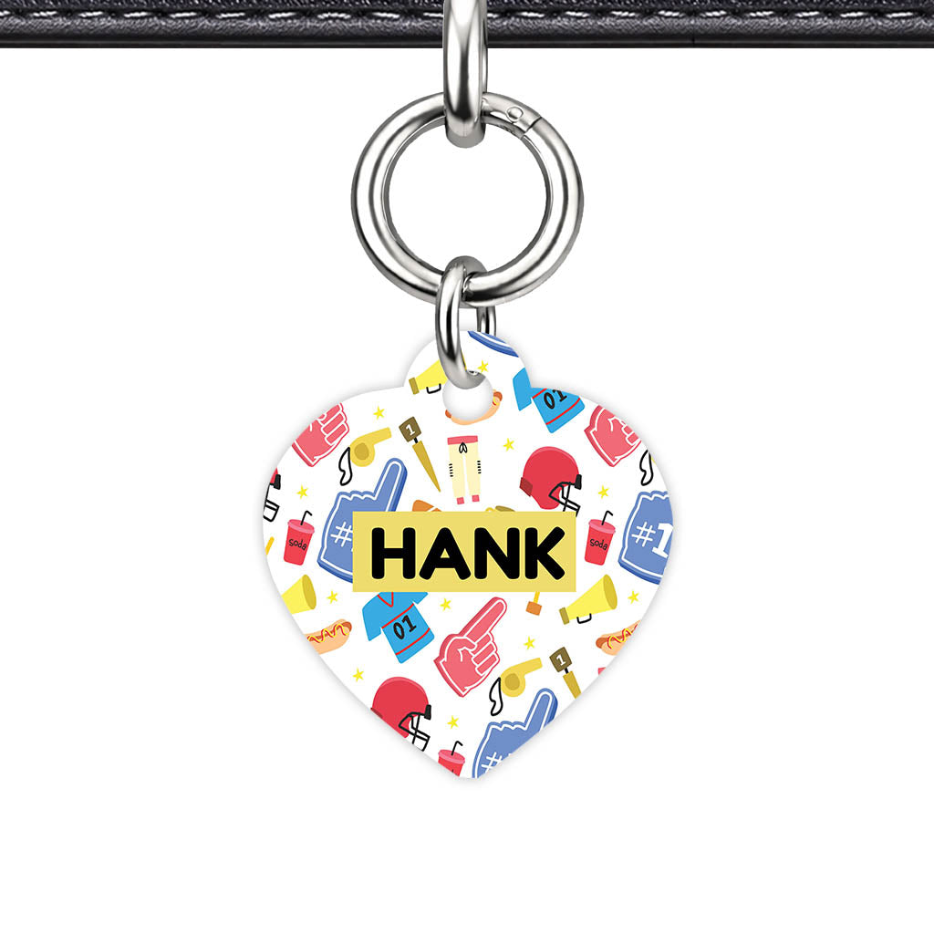 Game Day Heart Shape QR Smart Pet ID Tag - Front View