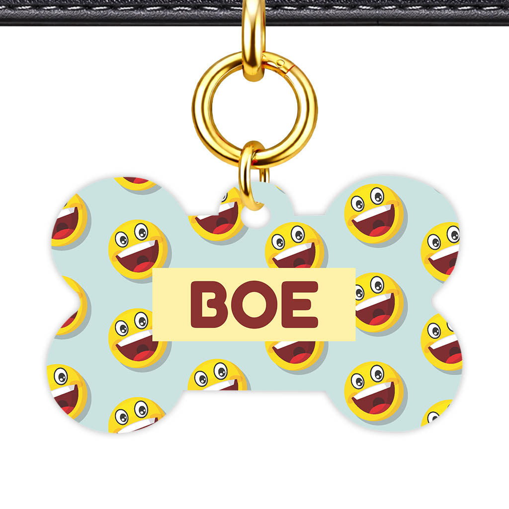 Laugh Out Lou Bone Shape QR Smart Pet ID Tag - Front View