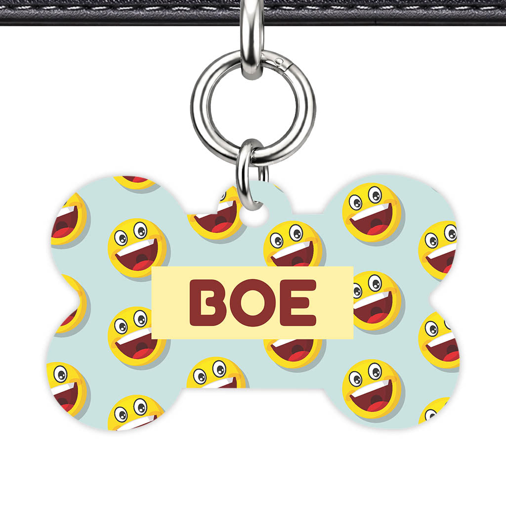 Laugh Out Lou Bone Shape QR Smart Pet ID Tag - Front View