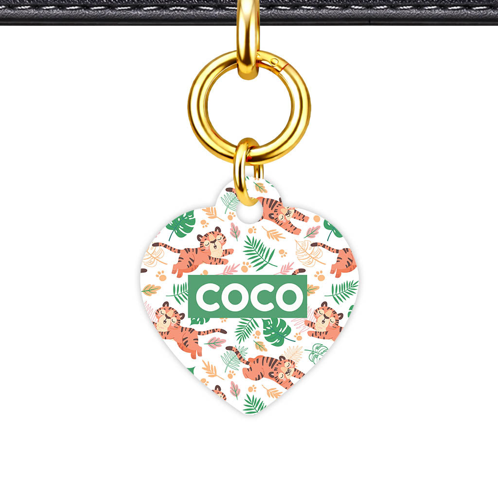 Nature & Animals Dog Tag Gold QR Smart Vol 1 | 5 Designs | Heart Bone Circle | Pet ID Tag - Qr Smart Id Unique Jungle Tigers Qr Smart Pet Id Dog Tag And Cat Tag Pattern 0033