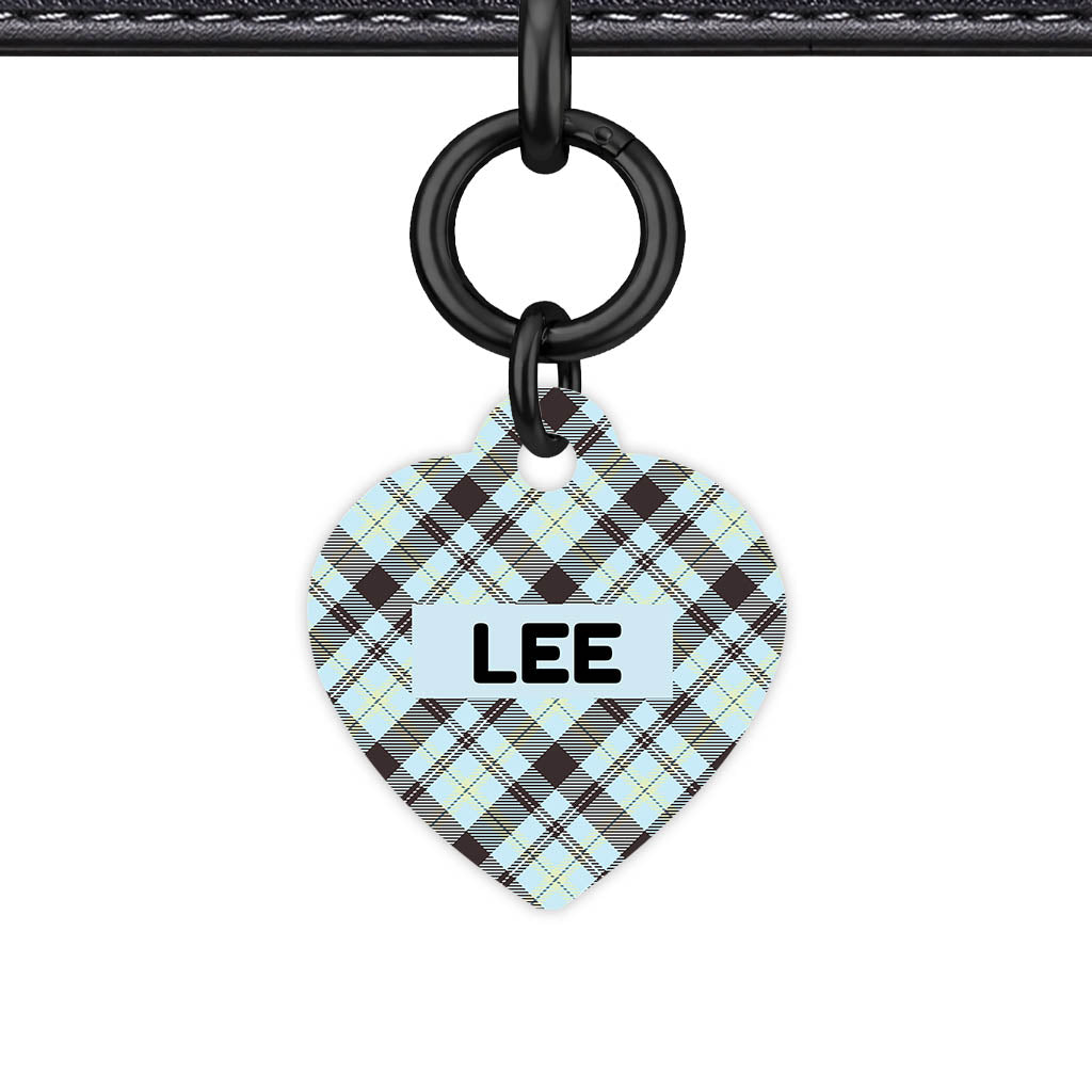 Soft Tartan Heart Shape QR Smart Pet ID Tag - Front View