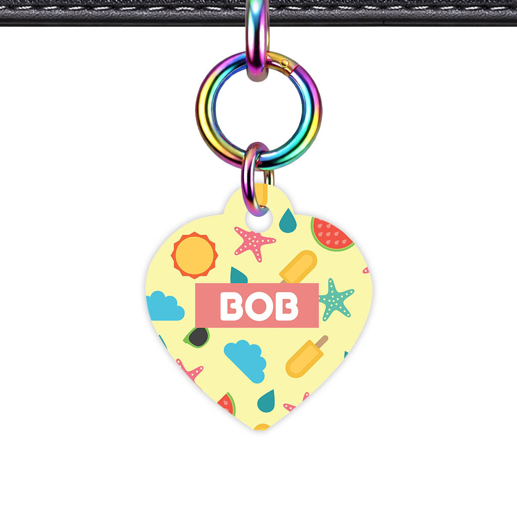 Summer Chaos Heart Shape QR Smart Pet ID Tag - Front View
