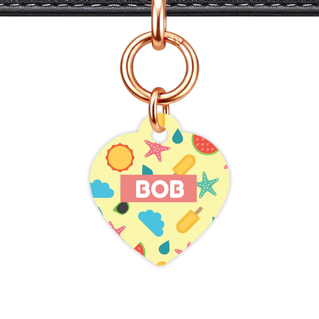 Summer Chaos Heart Shape QR Smart Pet ID Tag - Front View