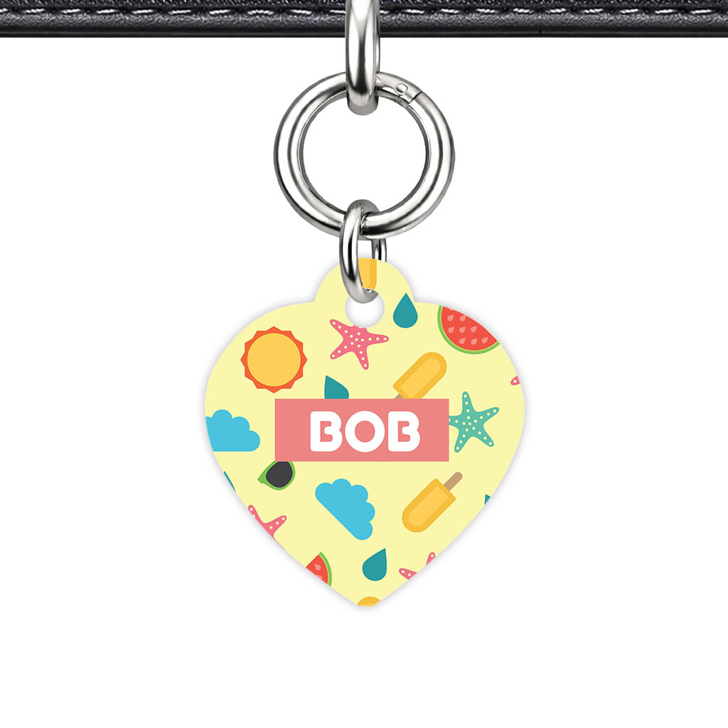 Summer Chaos Heart Shape QR Smart Pet ID Tag - Front View
