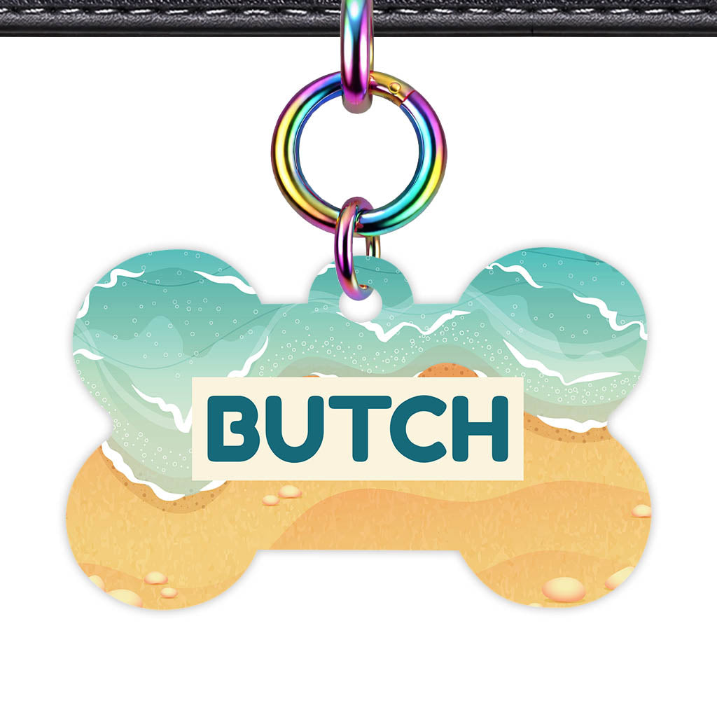 Beach Drift Bone Shape QR Smart Pet ID Tag - Front View