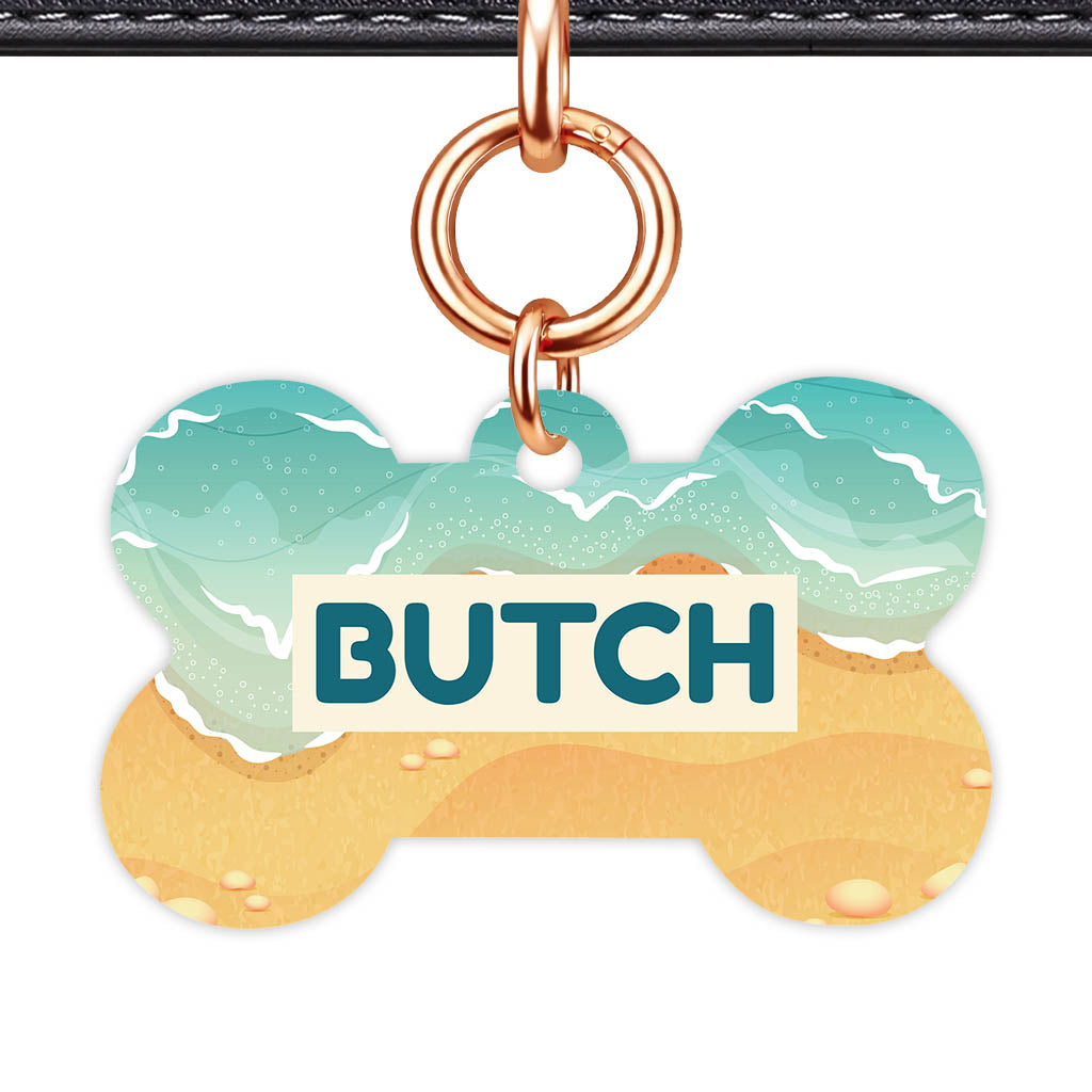 Beach Drift Bone Shape QR Smart Pet ID Tag - Front View