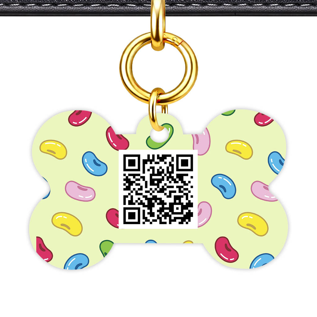 Jelly Beans Bone Shape QR Smart Pet ID Tag - Front View