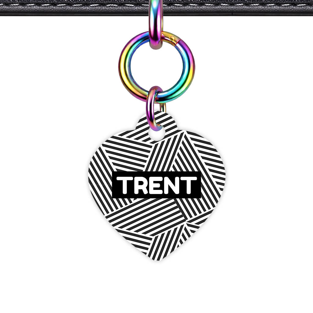 Graphic Lines Heart Shape QR Smart Pet ID Tag - Front View