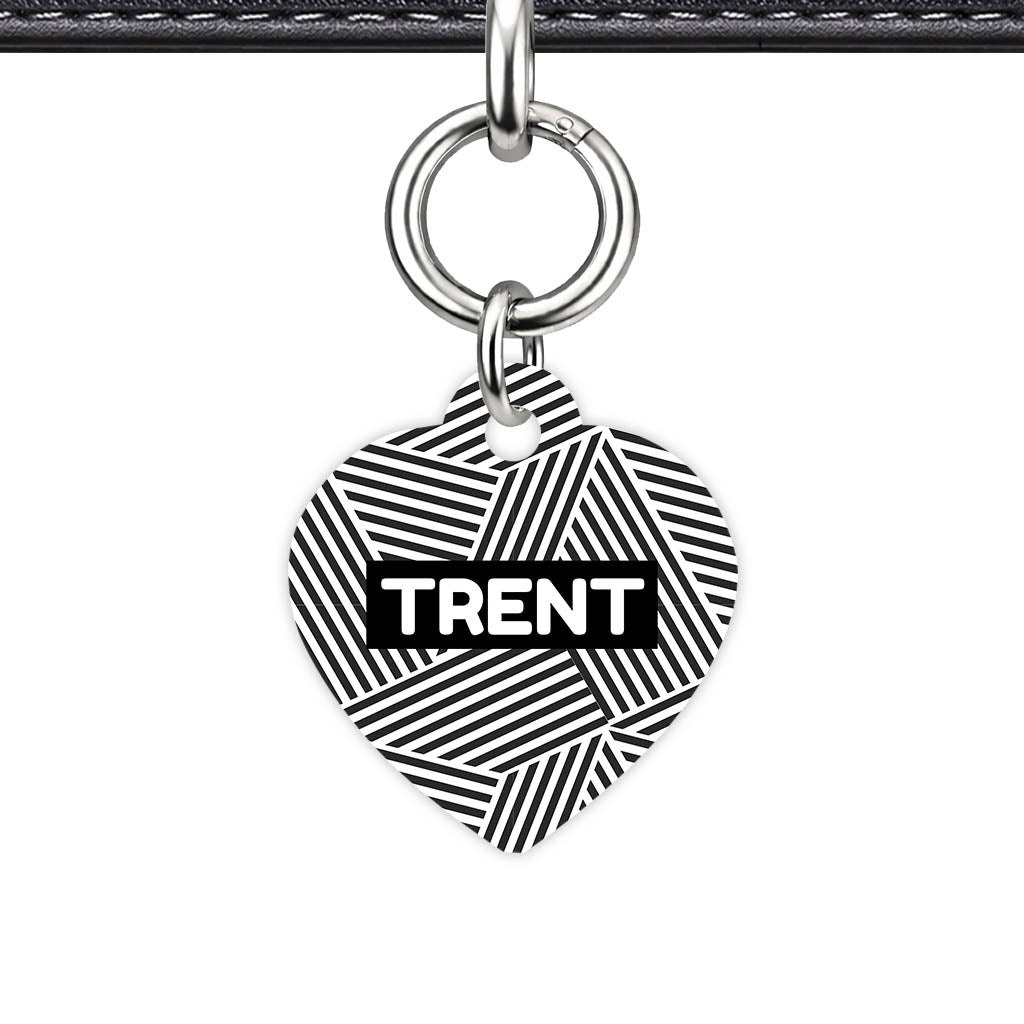 Graphic Lines Heart Shape QR Smart Pet ID Tag - Front View