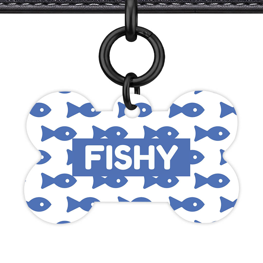 Blue Shoal Bone Shape QR Smart Pet ID Tag - Front View